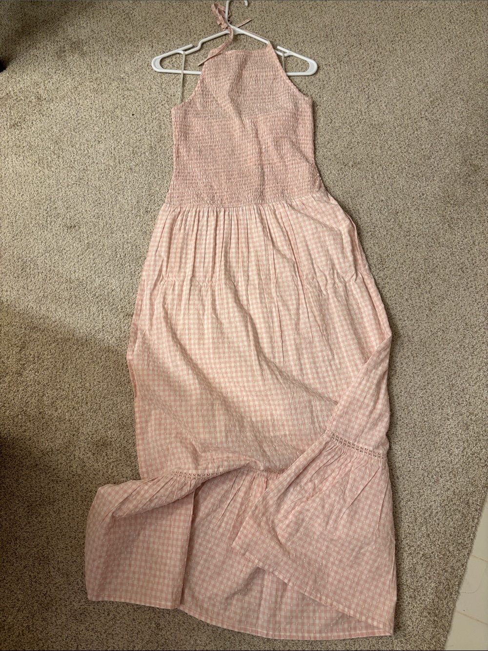 Pink and white Halter Maxi Dress